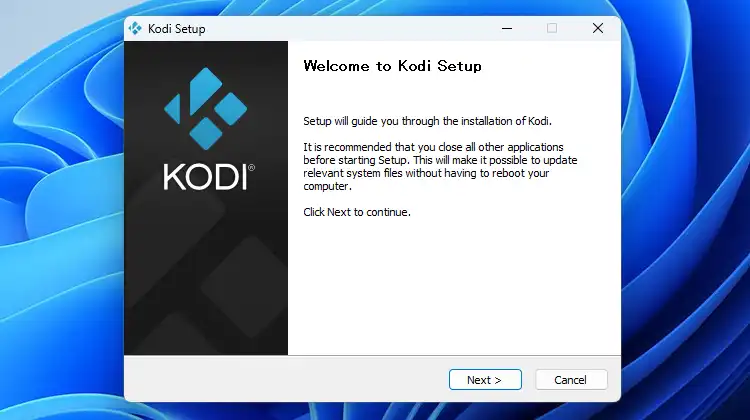 Kodi セットアップ画面