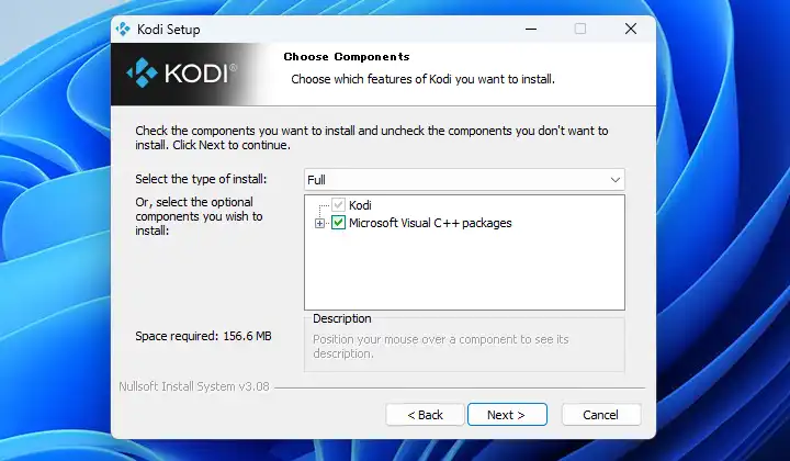 Kodi コンポーネント画面