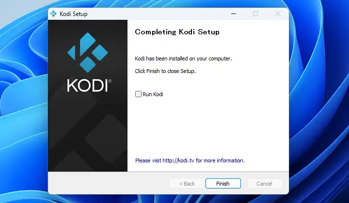 Kodi セットアップ完了画面