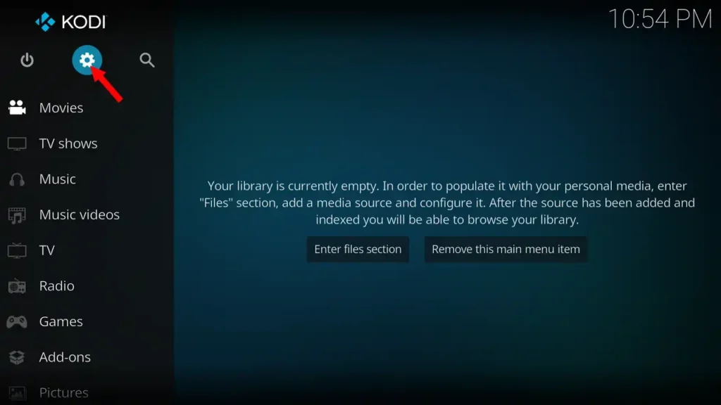 Kodi 初期画面