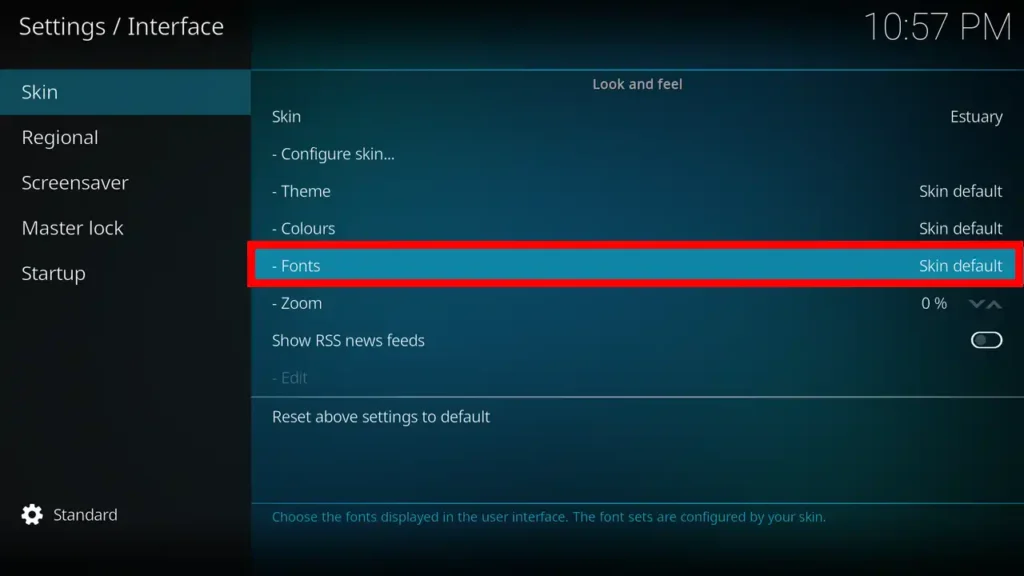 Kodi Interface画面