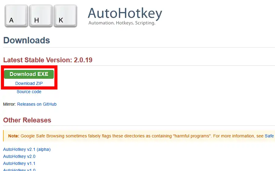 AutoHotkey ダウンロード