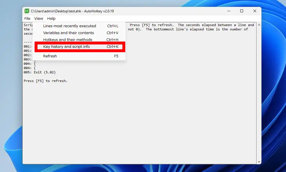 AutoHotkeyの画面