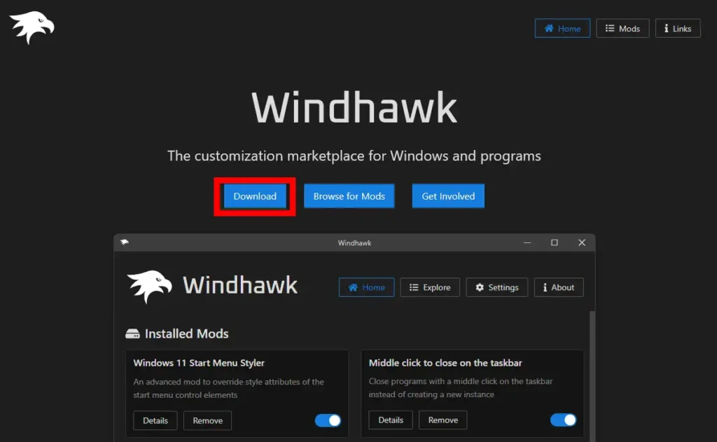 Windhawk公式ページ
