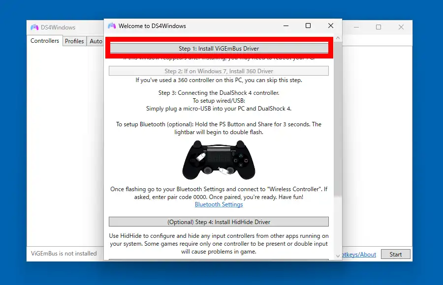 DS4Windows ドライバのインストール
