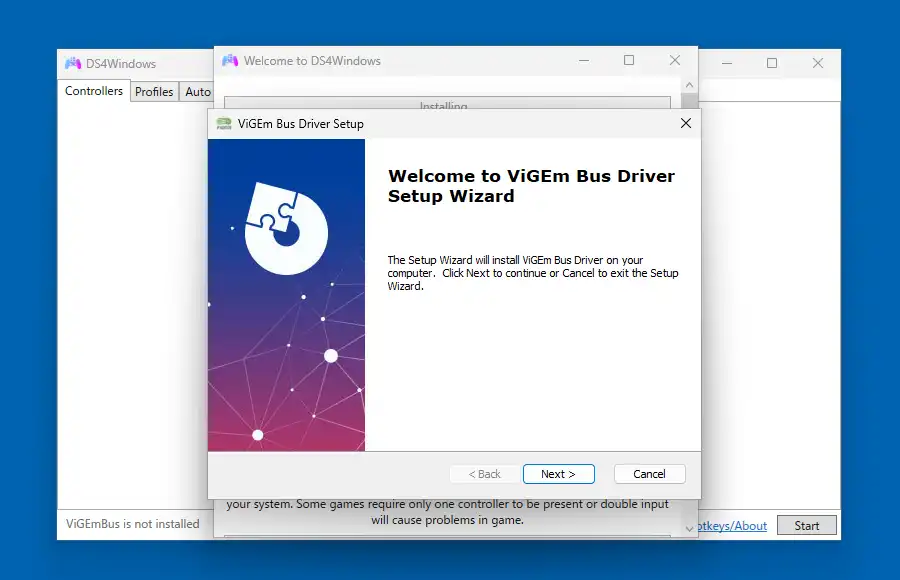 DS4Windows ドライバのインストール画面