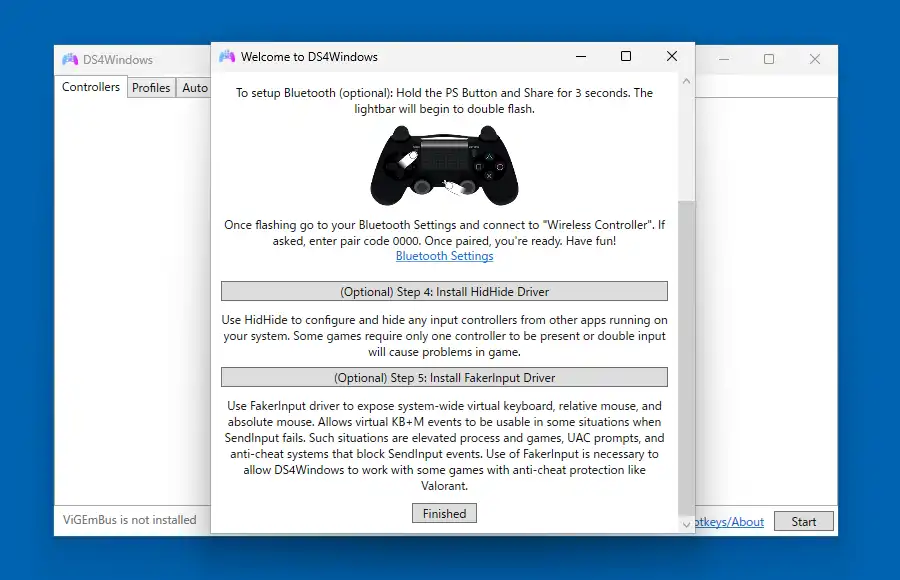 DS4Windows Welcome to DS4Windows画面下部