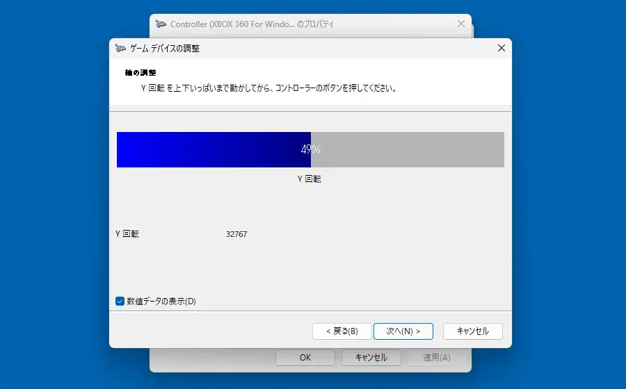 右スティックのY軸の調整画面