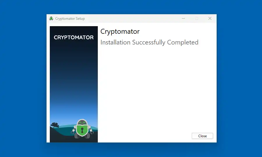 Cryptomatorのインストール完了