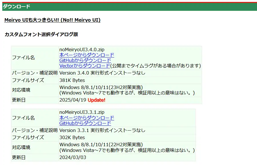 Meiryo UIも大っきらい!!のダウンロード