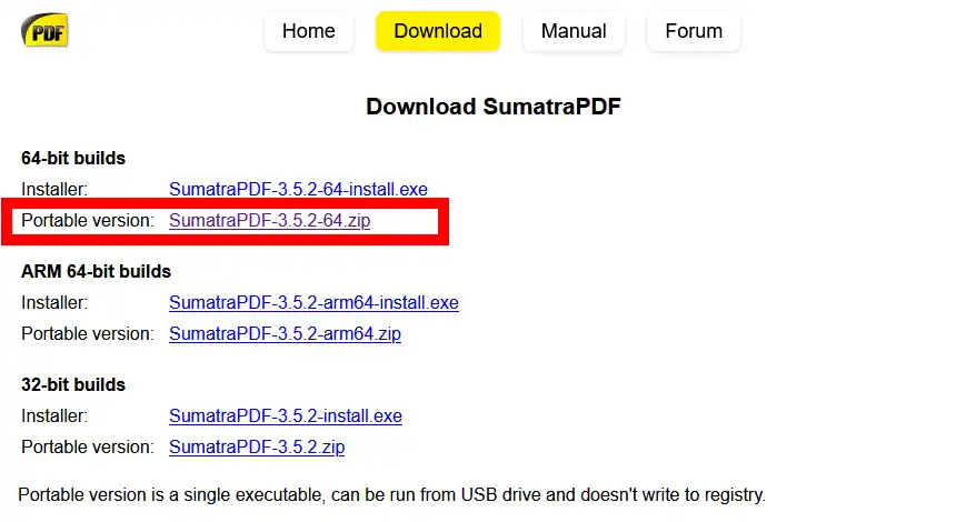 Sumatra PDF ダウンロード