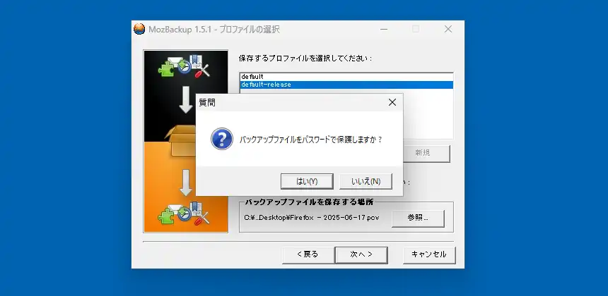 パスワード保護の選択