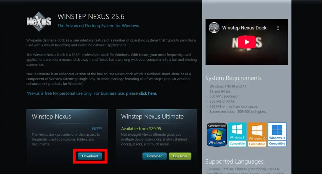 Winstep Nexusのダウンロード