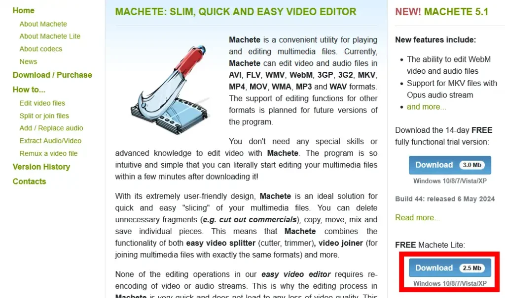 Machete Lite 公式サイト