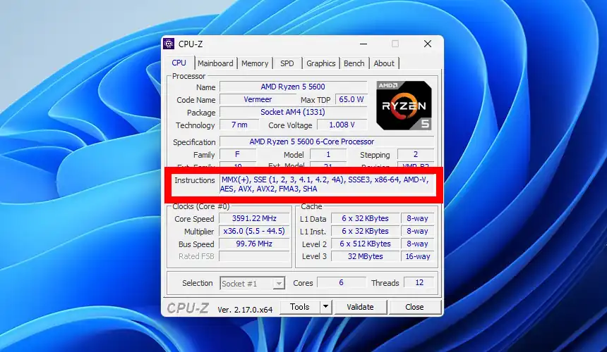 CPU-Z CPUタブ