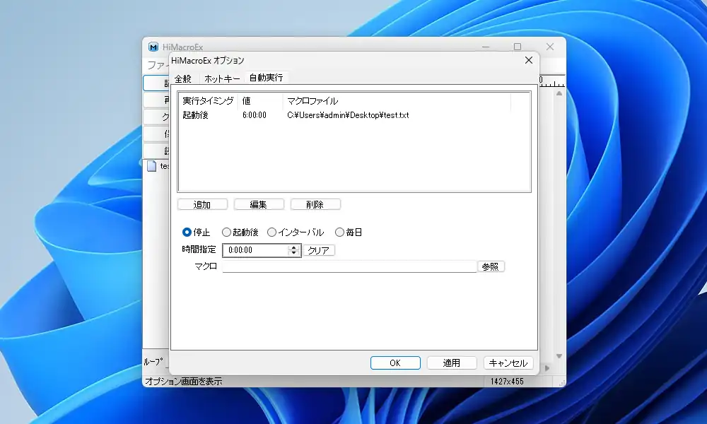 オプション 自動実行