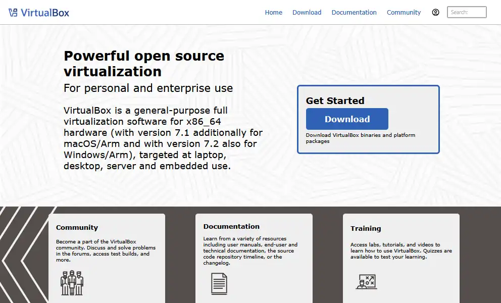 Oracle VirtualBox公式ページ
