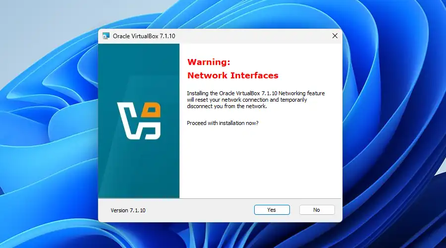 ネットワークが一時的に停止する注意画面