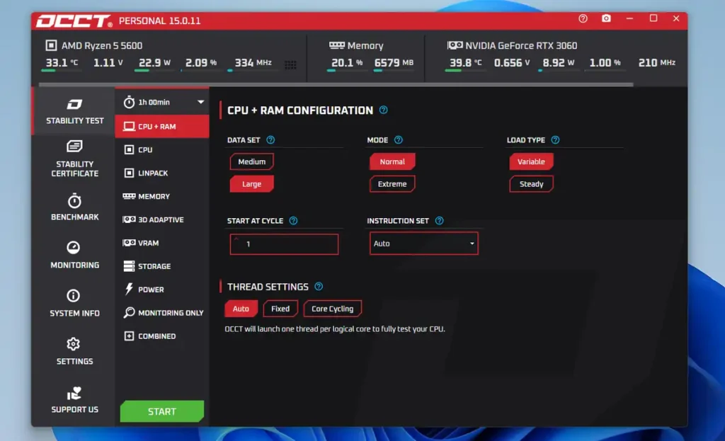 OCCTのメイン画面
