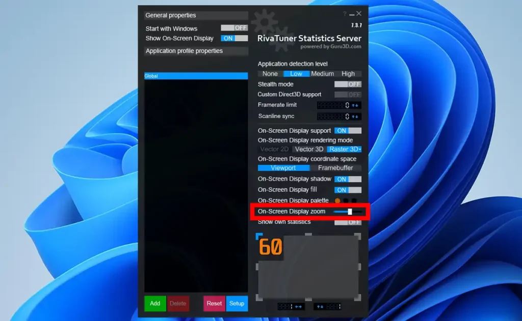OSDの表示サイズの変更