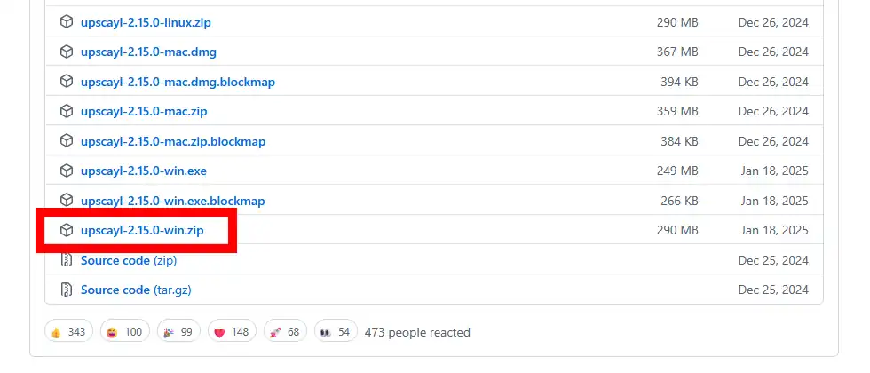 Upscayl GitHubでWindows用を表示