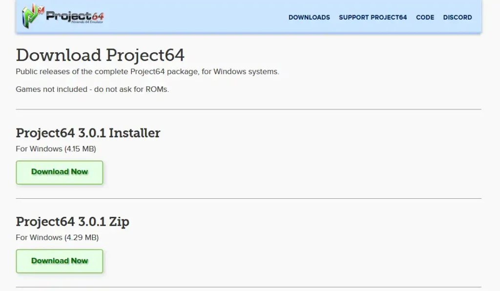 Project64 ダウンロード