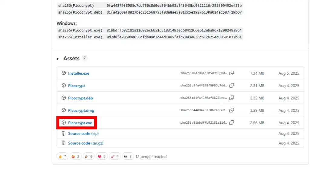 Picocrypt ダウンロード